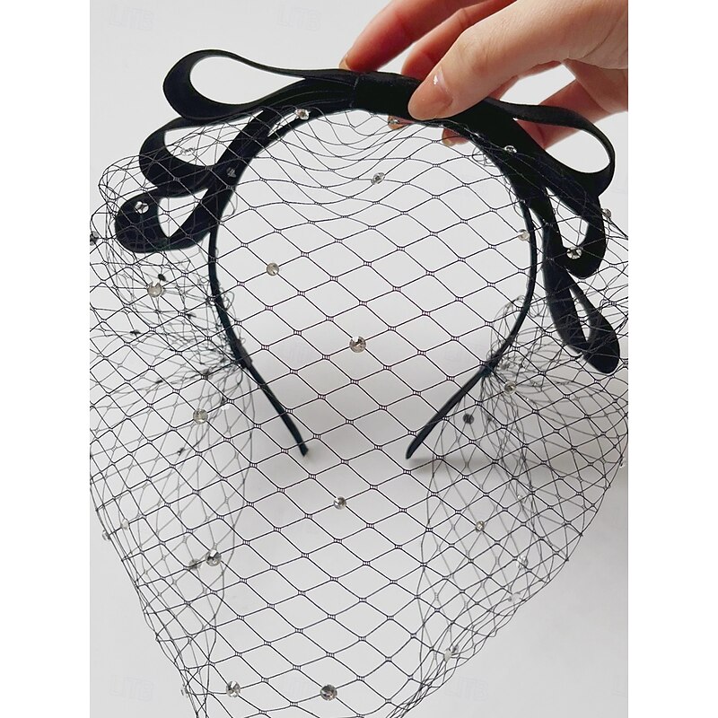 Headdress Tulle Fabric Horse Race Vintage Cute With Tulle Headpiece Headwear2