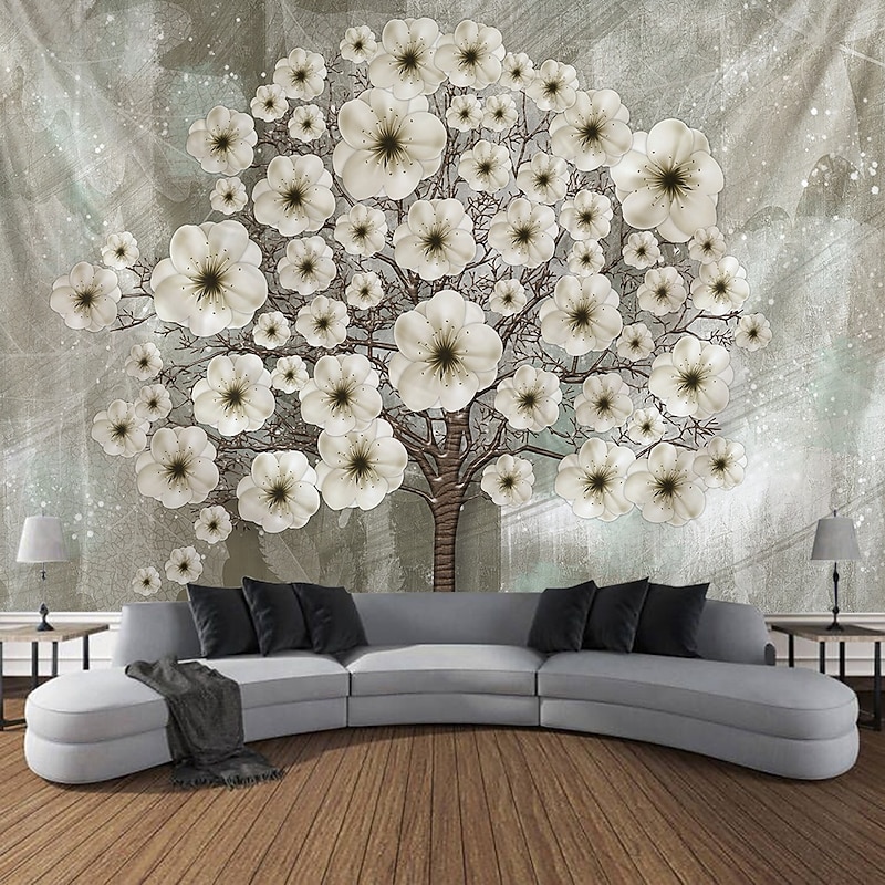 Landscape Tree Flowers Hanging Tapestry Wall Art Large Tapestry Mural Decor Photograph Backdrop Blanket Curtain Home Bedroom Living Room Decoration2