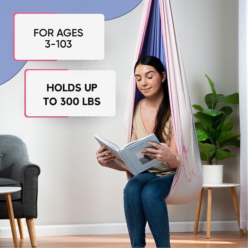 Indoor Sensory Swing for Kids or Outdoor Use Holds 300 lbs, Double Layered and 360  Degree Rotation, Calming Compression Therapy Swing Hammock for Kids and Adults, Comes with All Hardware Sensory Move2