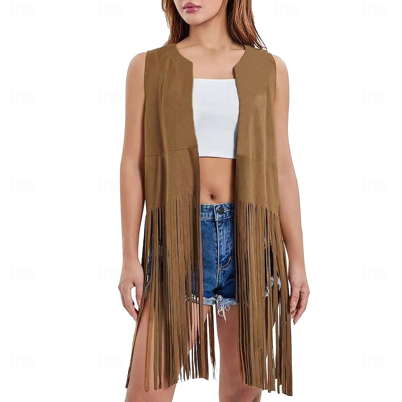 Retro Vintage 1970s Disco Suede Vest Hippie Disco Fringe Fancy Dress Halloween Carnival Party Casual Daily Pride Parade Adults' Vest Spring & Summer
