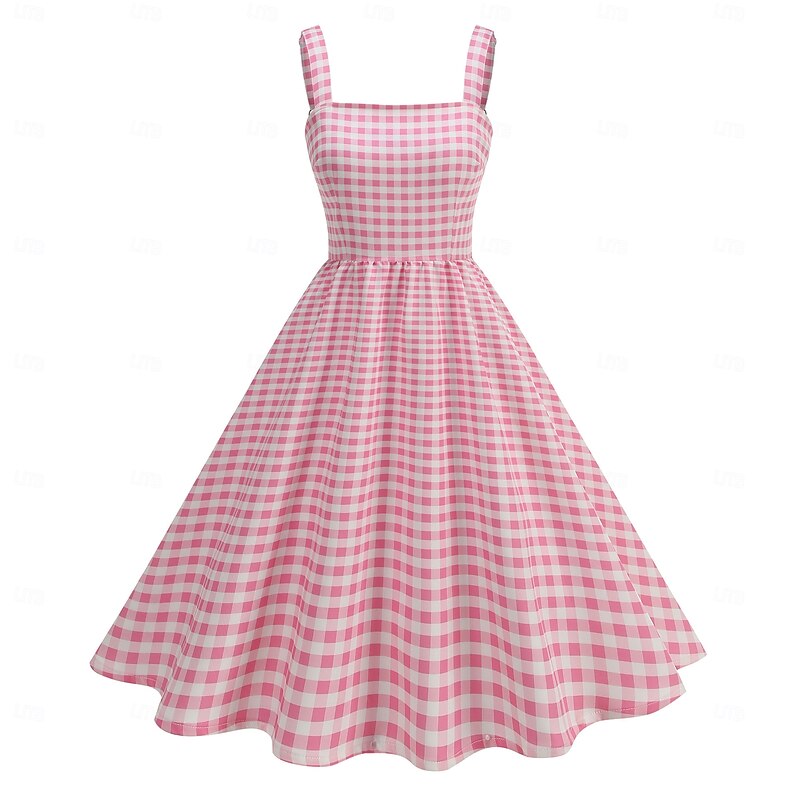 Retro Vintage 1950s Dress Swing Dress Plaid Fancy Dress Women's Carnival Masquerade Daily Wear Bachelorette Party Adults' Dress Homecoming Dresses