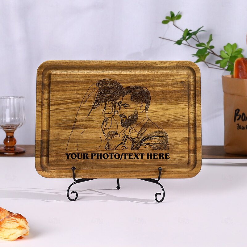 Personalized Acacia Wood Cutting Board Custom Best Gift for Mom - Photo and Text Engraving, Unique Design for Home Use or Gift, Perfect for Mother's Day, Father's Day2
