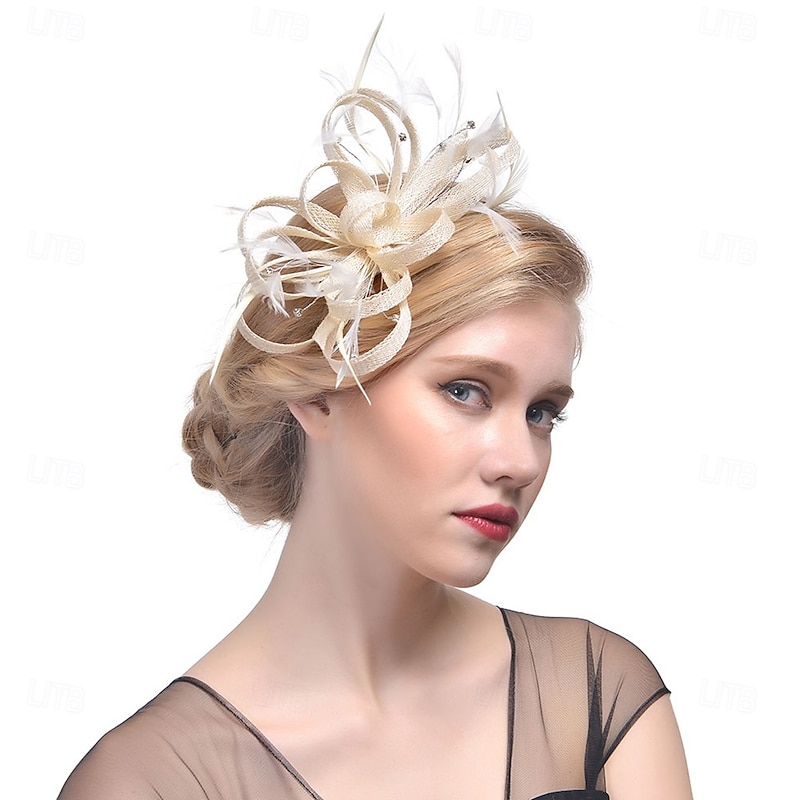 Fascinators Polyester Fedora Hat Floppy Hat Veil Hat Wedding Tea Party Kentucky Derby Horse Race Ladies Day Elegant Vintage Cute With Feather Pure Color Headpiece Headwear