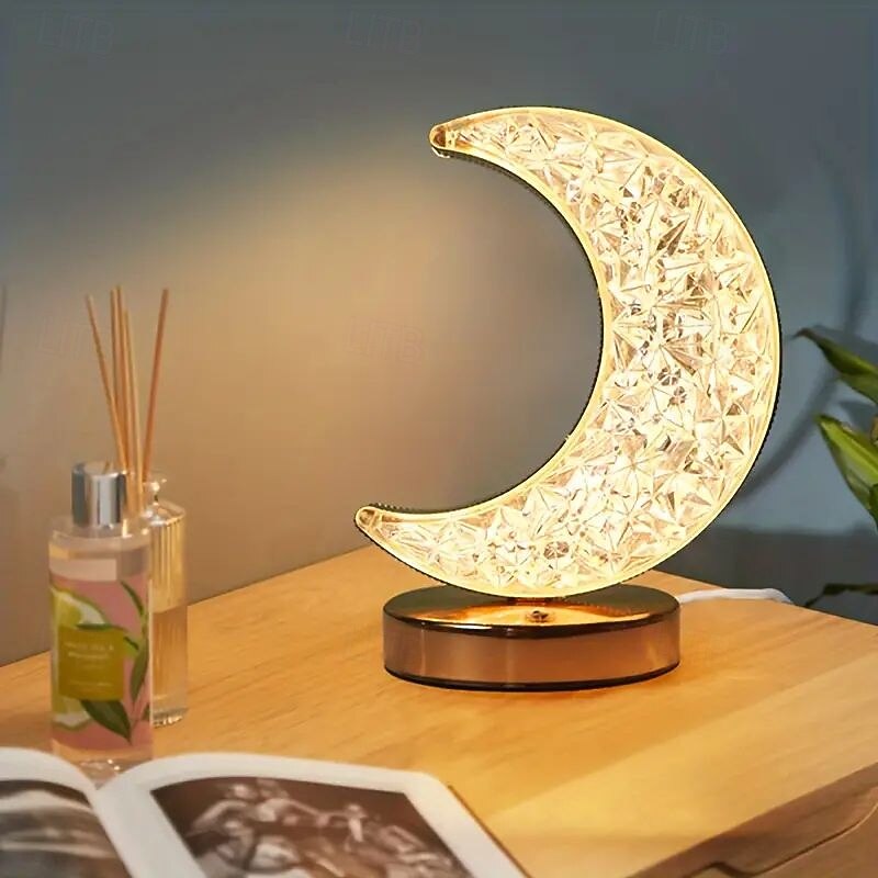 Dimmable Crystal Star Shaped LED Table Lamp Rechargeable Touch Dimming Light Night Light with 3 Colors Lighting Bedroom Living Room Christmas Home Decoration Birthday Gift2