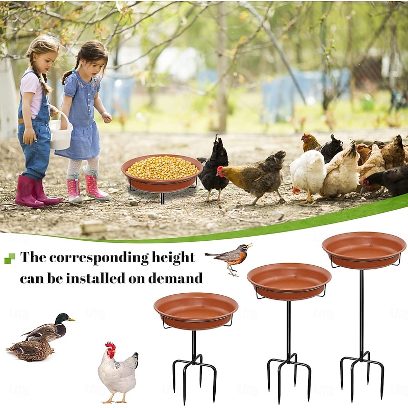 Freestanding Birdbaths Bowl Outdoor, Free Standing Garden Bird Bath Bird Feeder Bowl with Metal Stake, Detachable Decoration Spa Birdfeeder for Garden Patio Yard Lawn3