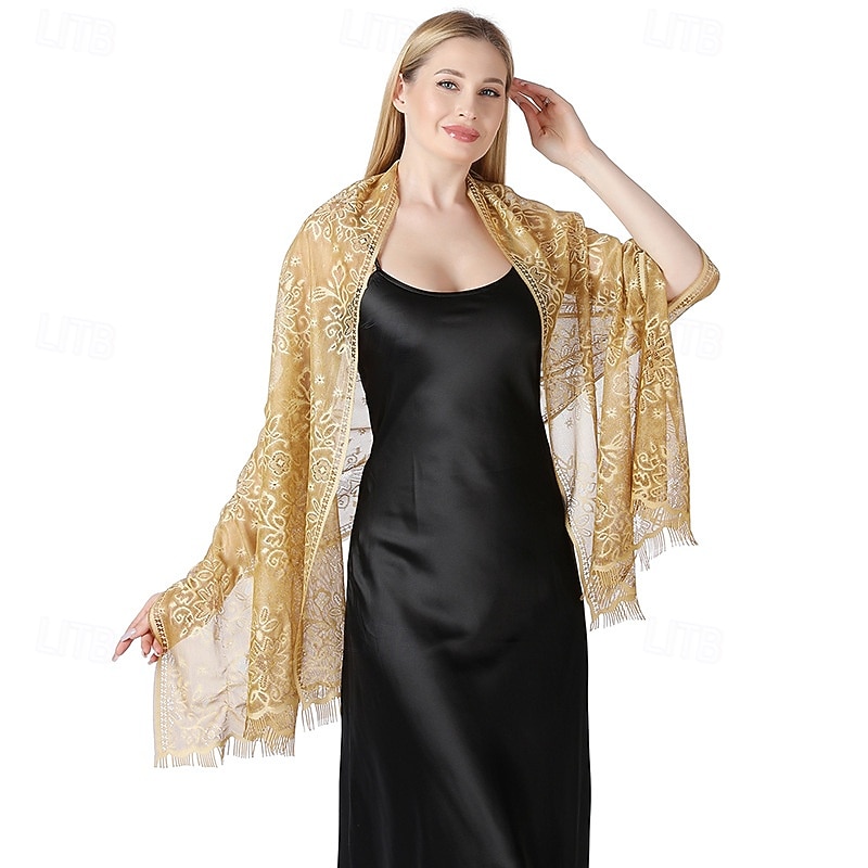 Retro Vintage Roaring 20s 1920s Scarf Wrap Shawls The Great Gatsby Flapper Girl Tassel Fringe Solid Color Fancy Dress Women's Carnival Wedding Evening Party Masquerade Adults' Shawl2