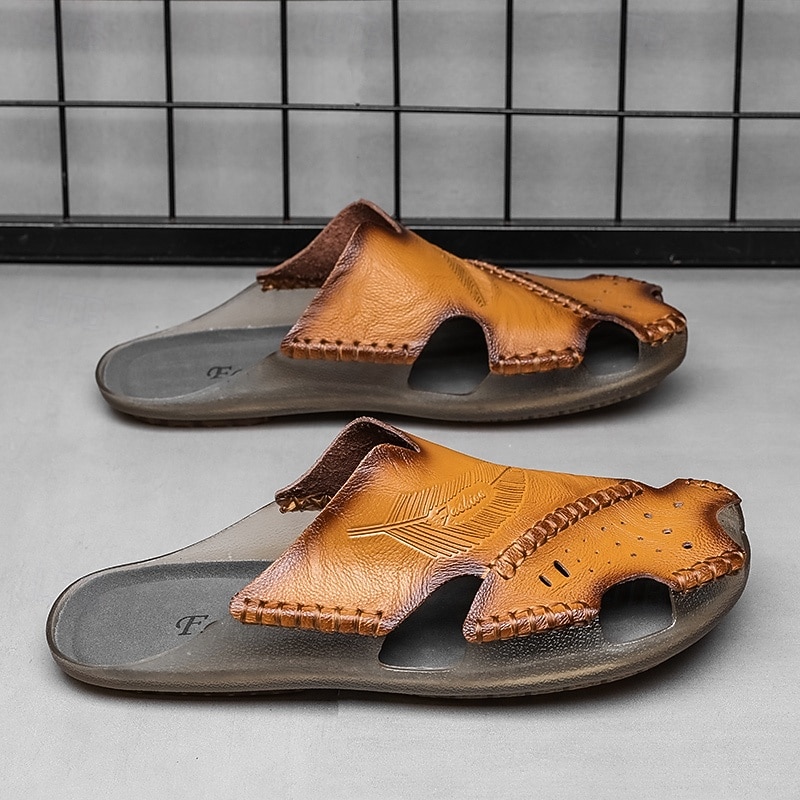 Men's Faux Leather Outdoor Sandals with Sturdy Sole and Breathable Design – Comfortable Footwear for Hiking and Casual Wear3