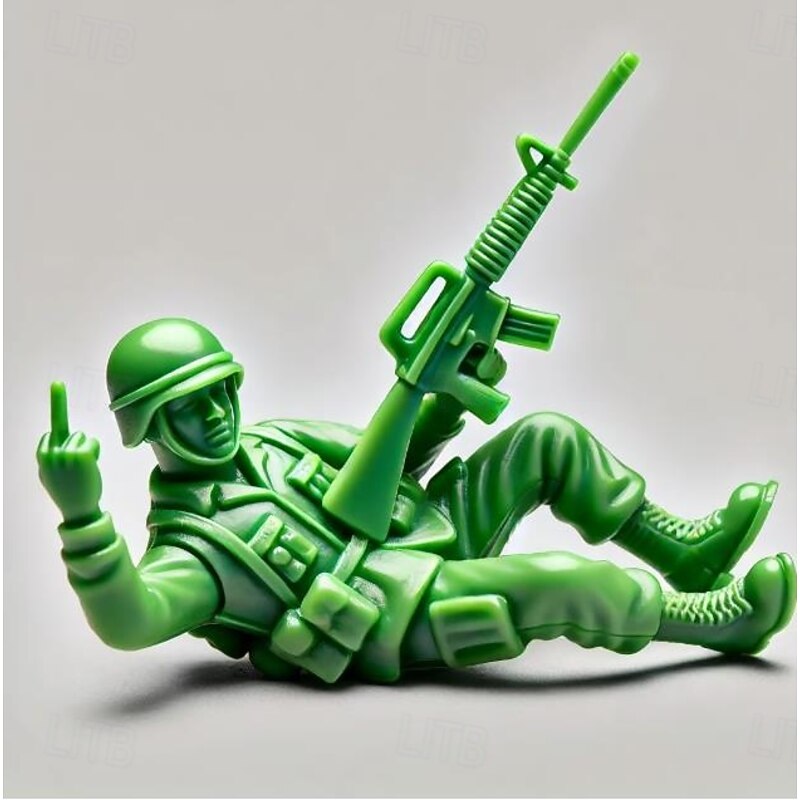 Funny Green Army Men, Quirky Desk Companion, Playful Decoration, Fun Gift for Home or Office, Unique Army Figurines with Attitude3