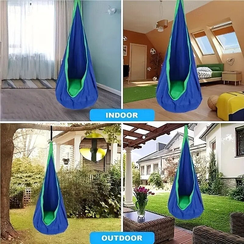 1Pc Convenient Hanging Chair Inflatable Hammock and Hanging Bag 100% Polyester Hand Wash Perfect for Indoor/outdoor Relaxation and Play can Be Used As A Gift3