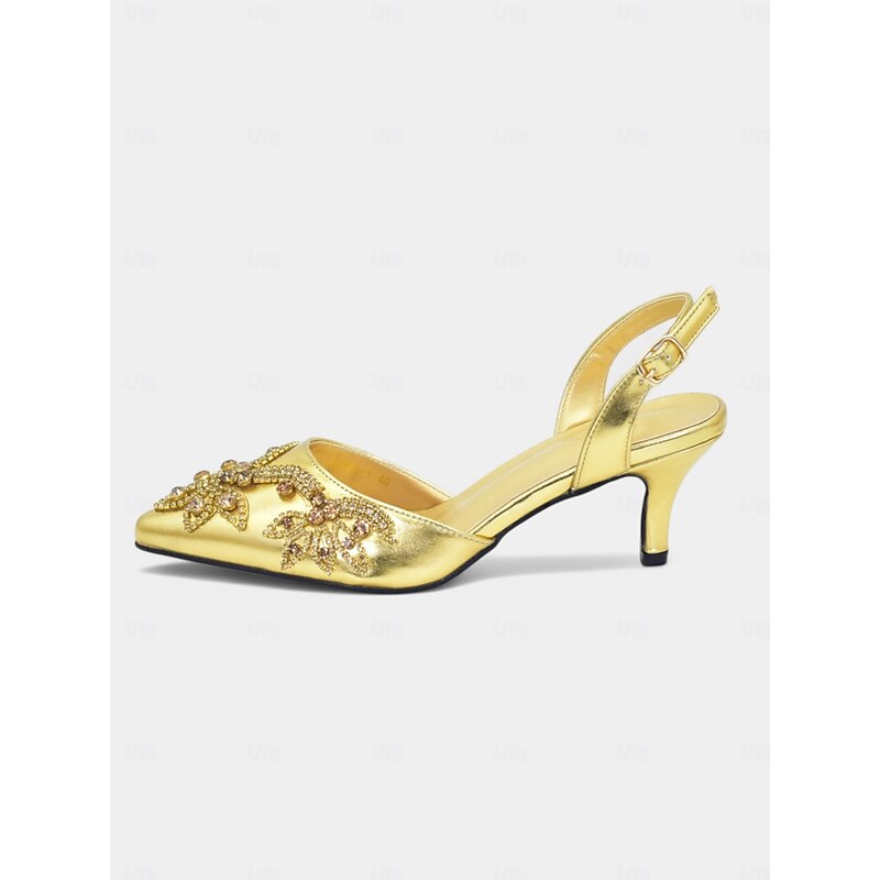 Gold Embellished Slingback Heels with Matching Handbag – Luxurious Wedding & Party Shoes for Women4