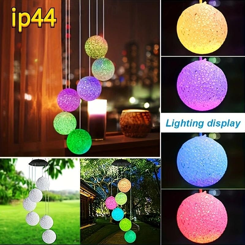 1 Pc Solar Wind Chimes Outdoor Light Spherical Love Color Light Courtyard Garden Balcony Tree Under Festival Wedding Party Banquet Atmosphere Decorative Light2