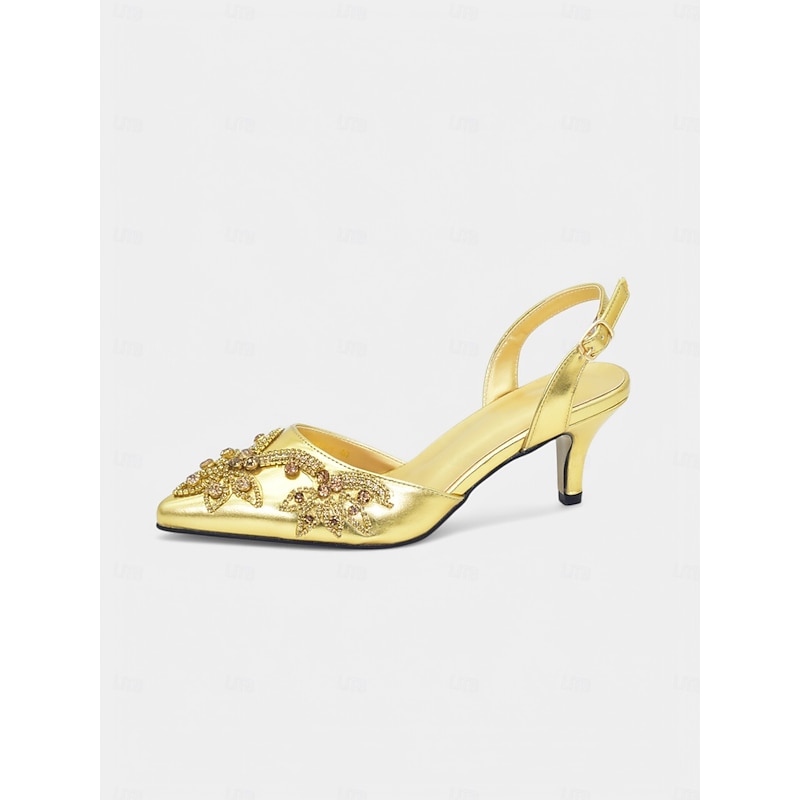 Gold Embellished Slingback Heels with Matching Handbag – Luxurious Wedding & Party Shoes for Women3