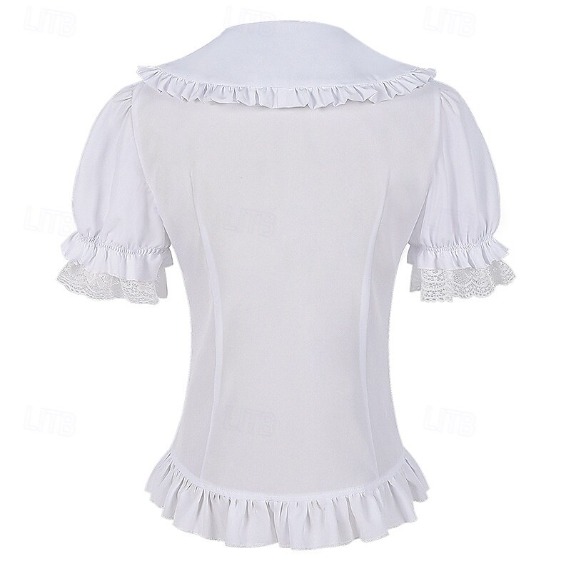 Retro Vintage Rococo Renaissance Blouse / Shirt Lace Bow Solid Color Fancy Dress Women's Pirate Royal Steampunk Masquerade Casual Daily Adults' Blouse3