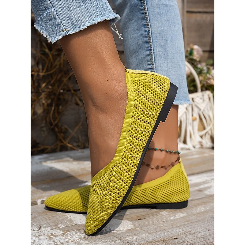 Women's Flyknit Pointed-Toe Flats - Stylish Slip-On Lightweight Shoes for Summer & Daily Wear4