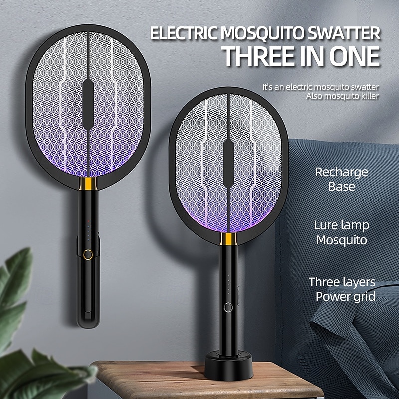 USB Rechargeable Mosquito Swatter – Two-in-One Electric Shock Fly Swatter for Dormitory and Household Use