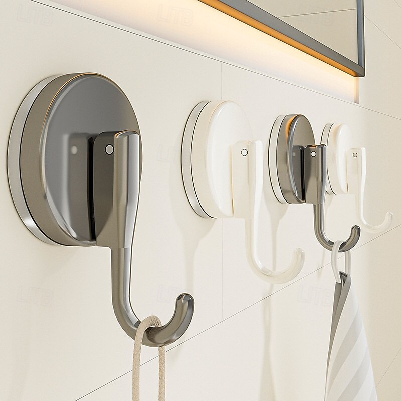 2PCS Suction Cup Heart Hooks, No-Drill Vacuum Wall Hooks, Strong Adhesive Single Hooks for Kitchen, Bathroom, and Door Back Storage