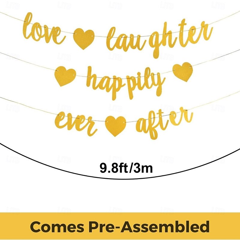 Bachelorette Party Decorations Love and Laughter Matte Pennant Banner, Rose Gold and Gold2