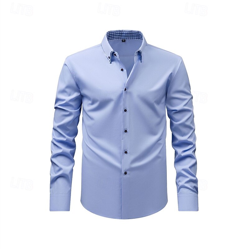 Men's Dress Shirt Wrinkle Resistant Outdoor Work Black White Blue Green Long Sleeve Summer Spring Clothing Apparel3