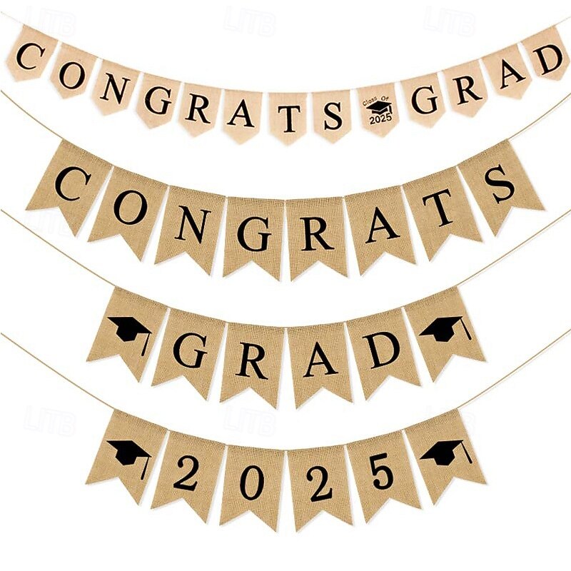 2025 Graduation Party Banner, Vintage Fish Tail Flag, 