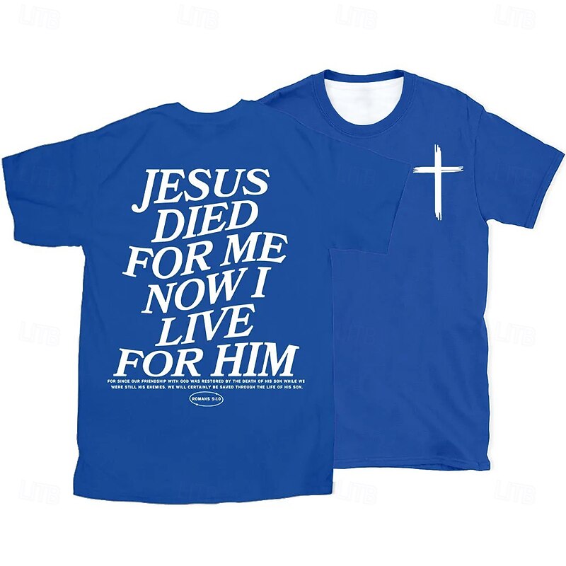 Easter Men's Jesus T Shirt Short Sleeve T shirt 3D Print Crew Neck Shirt Designer Casual Party Holiday Light Blue Black White Summer Spring Clothing Apparel S M L XL XXL XXXL