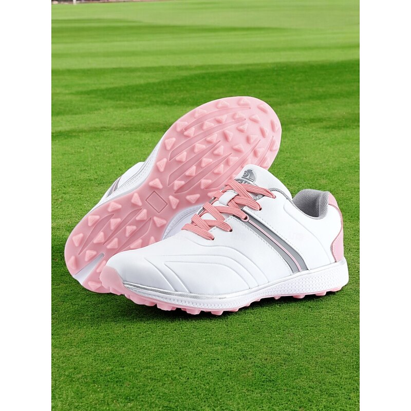 Sophisticated White and Pink Women's Golf Shoes - Sleek Design with Superior Traction, Ideal for All-Day Comfort on the Golf Course2