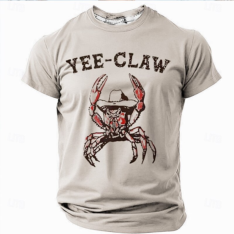 Men's Funny T Shirt Short Sleeve T shirt 3D Print Crew Neck Shirt Fashion Daily Street Daily Light Blue Khaki Gray Summer Spring Clothing Apparel S M L XL XXL XXXL