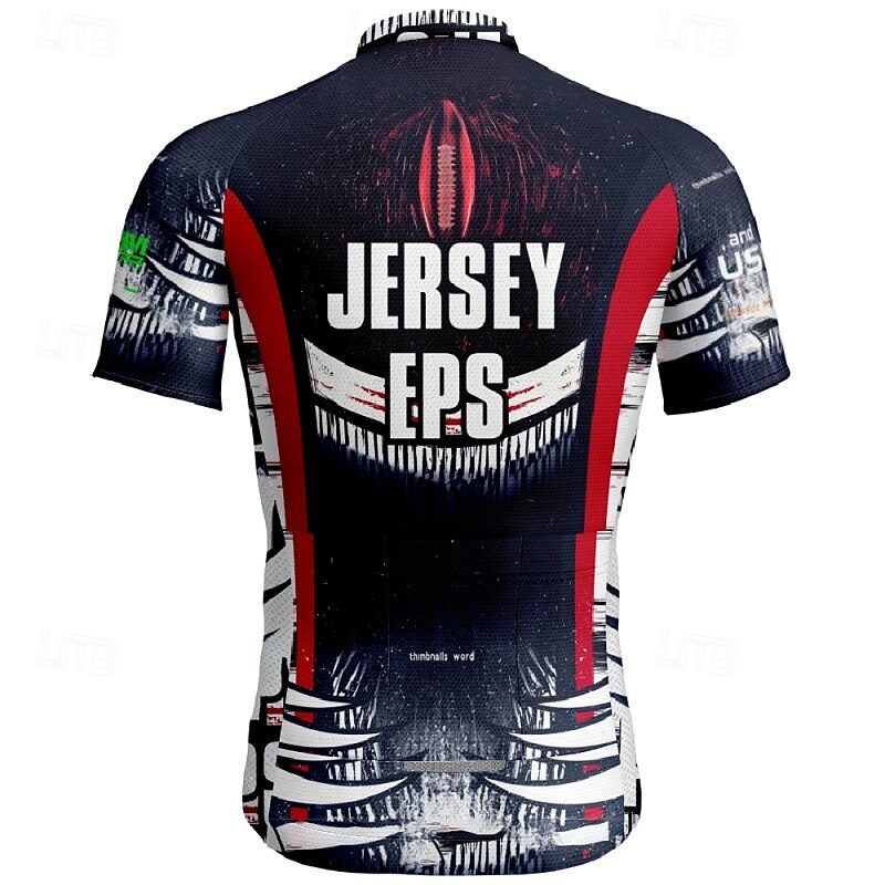 Men's Cycling Jersey Geometric Letter & Number Short Sleeve Bike Tee Tshirt Jersey with 3 Rear Pockets Mountain Bike MTB Quick Dry Anatomic Design Wicking Breathable Sports Black Dark Purple Blue2