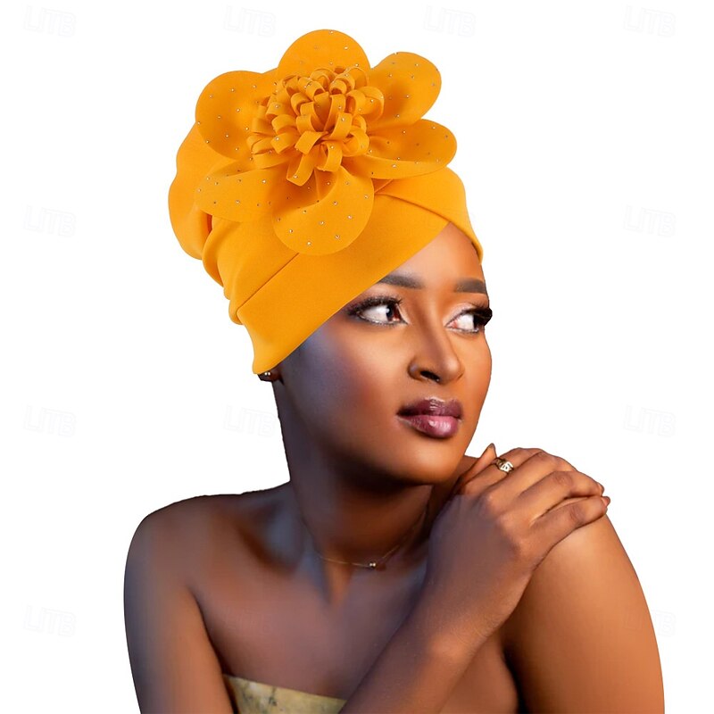 Headwear Polyester / Cotton Blend Floppy Hat Turbans Formal Wedding Fancy With Sequin Flower Headpiece Headwear3