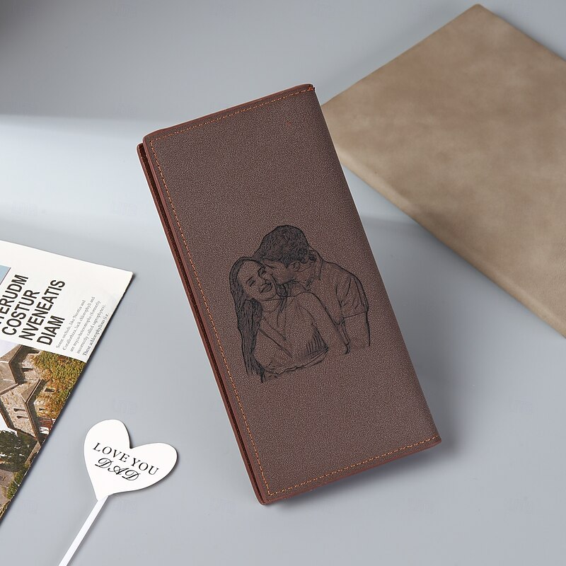 Personalized Photo Leather Wallet Custom Best Gift for Dad, Engraved Wallet for Husband, Boyfriend, Father's Day, Birthday, Anniversary, Wedding Gift4