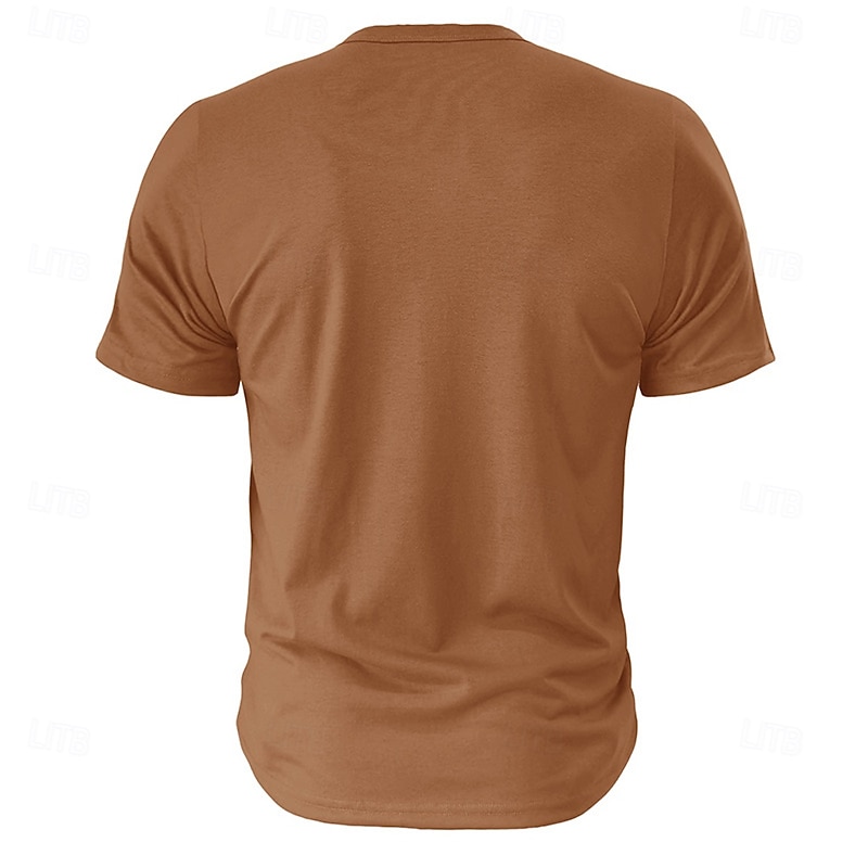 Men's T Shirt Henley Shirt Tee Top Short Sleeves Plain Fashion Basic Buttons V Neck Vacation Street Going out Summer White Navy Blue Brown Henley T-Shirt3