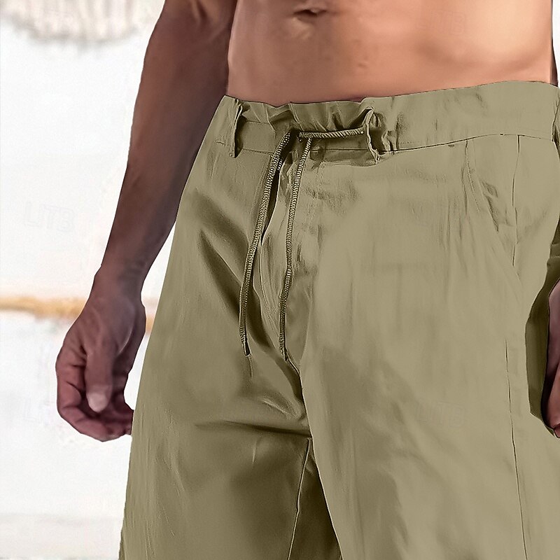 Men's Shorts Dress Shorts Casual Shorts Pocket Drawstring Straight Leg Plain Breathable Quick Dry Knee Length Office Daily Running Fashion Streetwear White Blue2