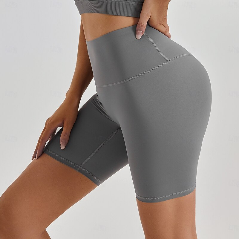 Women's Gym Shorts Yoga Shorts Workout Shorts Butt Lift Tummy Control High Waist Pilates Gym Workout Workout Shorts Solid Color Navy Black Coffee Spandex Sports Activewear Stretchy Slim