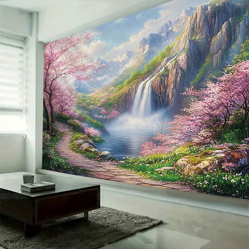 Plant Flower Water Landscape  Tapestry Wall Art Large Tapestry Mural Decor Photograph Backdrop Blanket Curtain Home Bedroom Living Room Decoration4