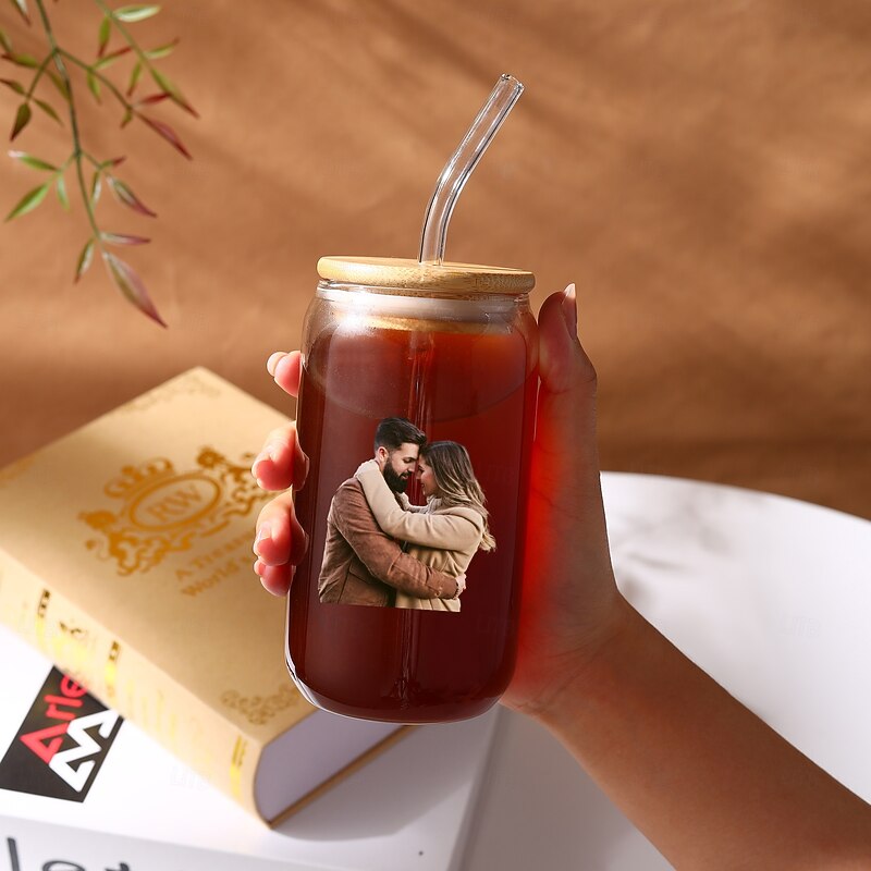 Personalized Photo Glass Can, Custom Beverage Tumbler for Family, Lovers, and Friends, Gift for Mother's Day, Valentine's Day, Christmas, Birthday, Anniversary, Perfect for Hot and Cold Drinks, Ideal for Home, Office, and Outdoor Use2