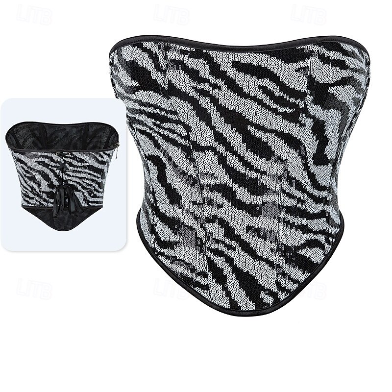 Rococo Overbust Corset Masquerade Overbust Corset Cosplay Sequins Tummy Control Push Up Jacquard Fancy Dress Women's Royal Masquerade Party Carnival of Venice Adults' Corset