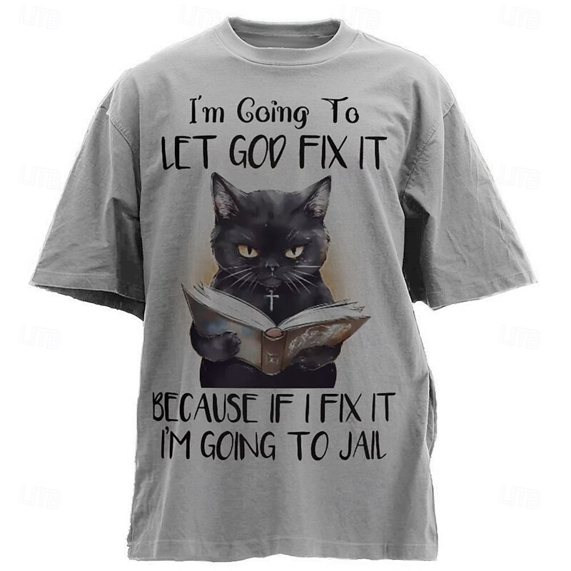 Men's Cat T Shirt Half Sleeve T shirt 3D Print Crew Neck Shirt Designer Casual Party Holiday Blue Khaki Gray Summer Spring Clothing Apparel S M L XL XXL XXXL3