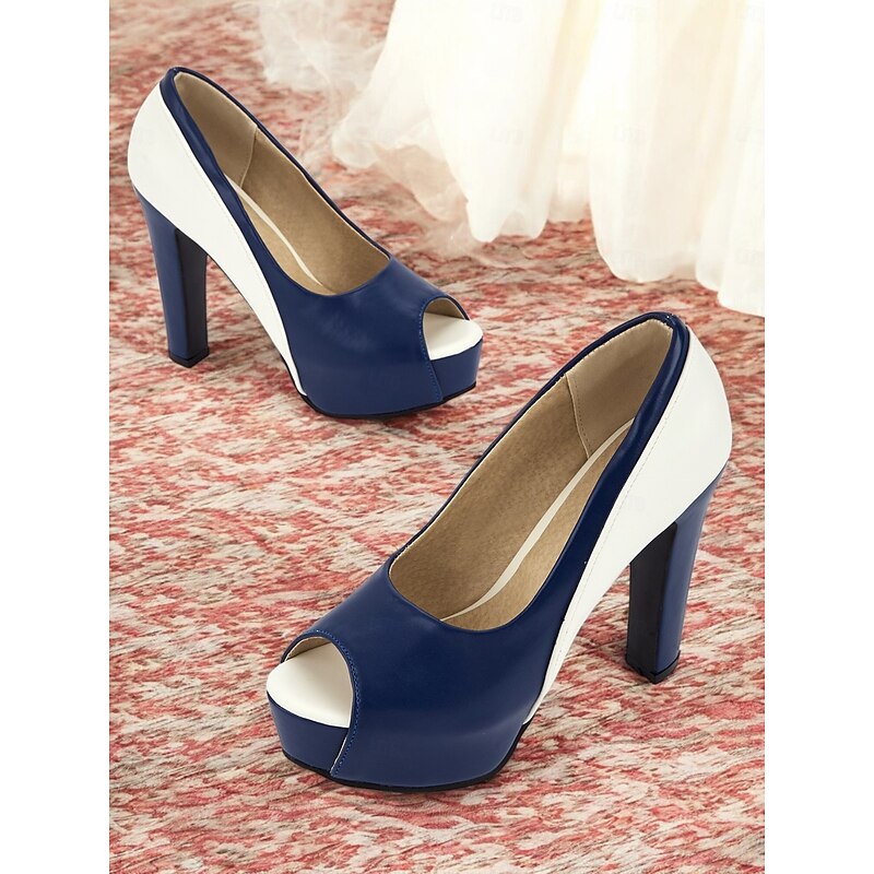 Women's Two-Tone Peep Toe Platform Heels – Elegant High Heel Pumps for Weddings, Parties, and Evening Events