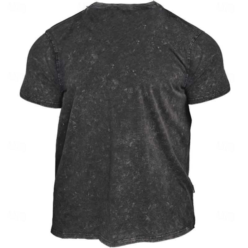 Men's Vintage Rock T shirt Tee Washed Shirt 100% Cotton Short Sleeve Graphic Shirt Black Comfortable Tee Street Daily Fashion Designer Clothing2