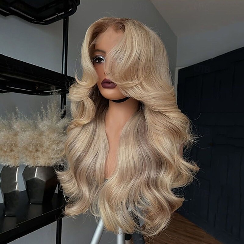 Remy Human Hair 5x5 Closure 13x4 Lace Front Wig Free Part Brazilian Hair Wavy Blonde Multi-color Wig 130% 150% Density Ombre Hair Highlighted / Balayage Hair Natural Hairline Glueless Pre-Plucked For4