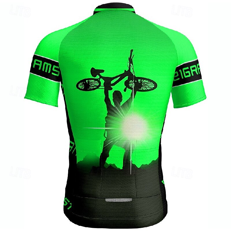 Men's Cycling Jersey Letter & Number Short Sleeve Bike Tee Tshirt Jersey with 3 Rear Pockets Mountain Bike MTB Quick Dry Anatomic Design Wicking Breathable Sports Wine Red Yellow Red Clothing Apparel4