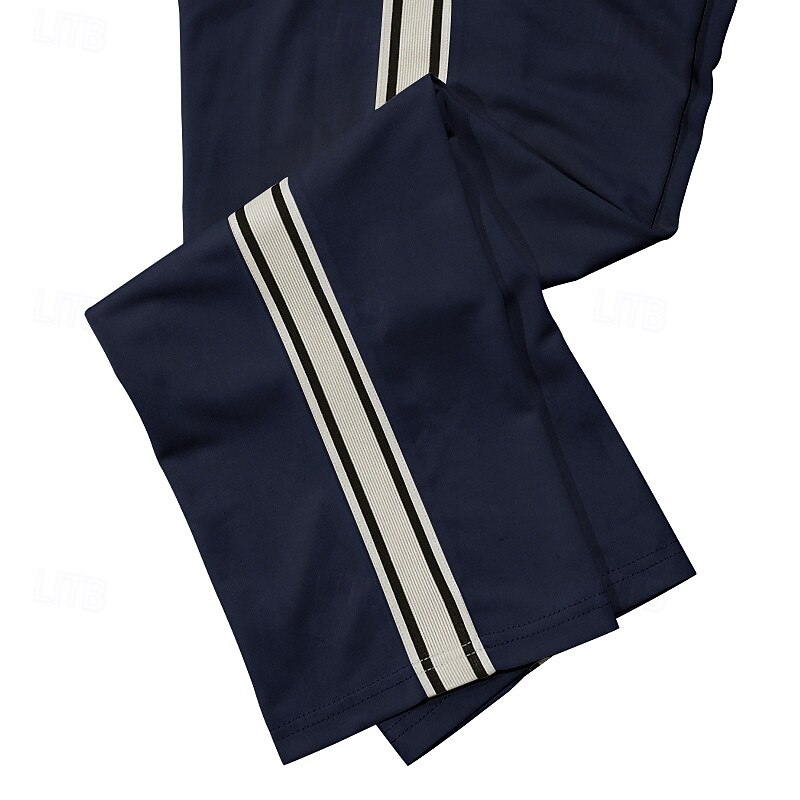 Men's Athletic Pants Sweatpants Trousers Casual Pants Drawstring Side Stripe Straight Leg Plain Comfort Breathable Full Length Outdoor Casual Running Sports Fashion Black Red4