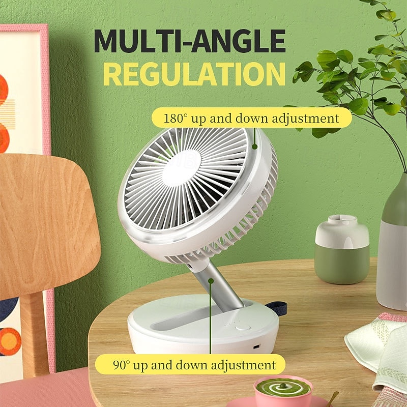 Rechargeable Portable Desk Fan 7 inch USB Small Desk Fan Foldable with LED Light 3 Wind Speeds and Hook Quiet Personal Traveling Fan for Bedroom Office RV Camping4