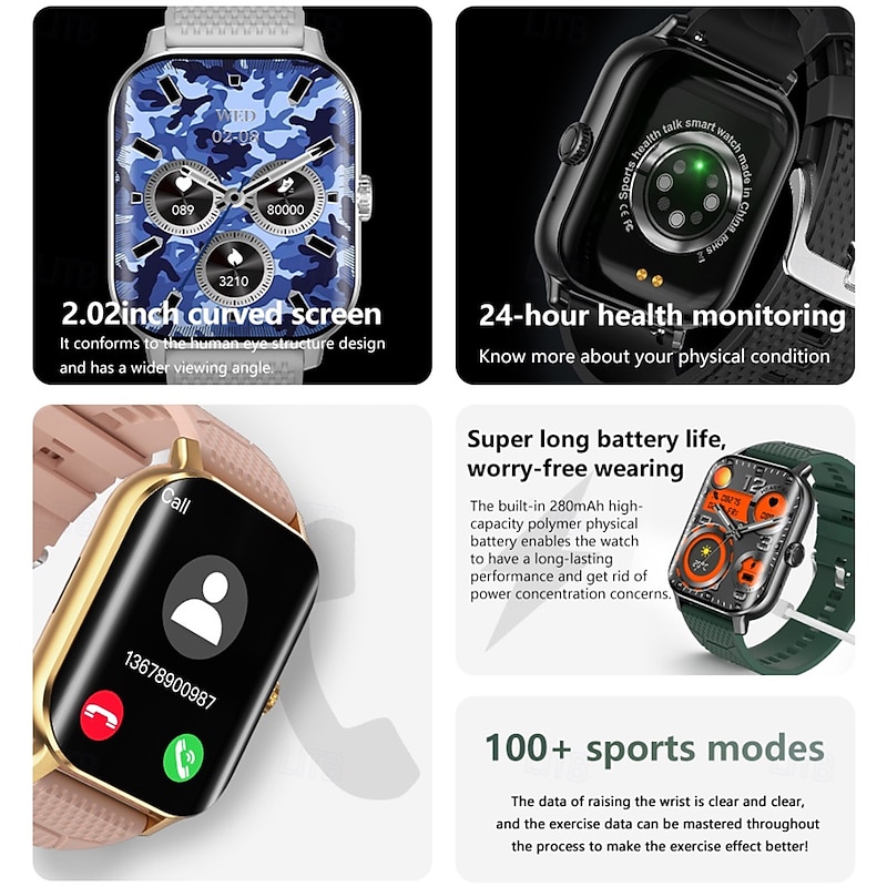 696 F12 Smart Watch Fitness Tracker ECG PPG Bluetooth Call Reminder Android iOS IP67 38mm 2.023