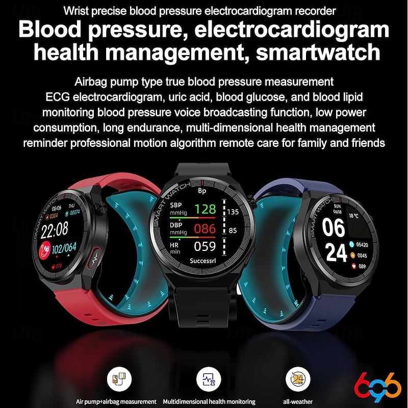 696 TK62 Smart Watch 1.42 inch Smartwatch Fitness Running Watch Bluetooth ECG+PPG Pedometer Call Reminder Compatible with Android iOS Women Men Hands-Free Calls Message Reminder IP 67 47mm Watch Case2