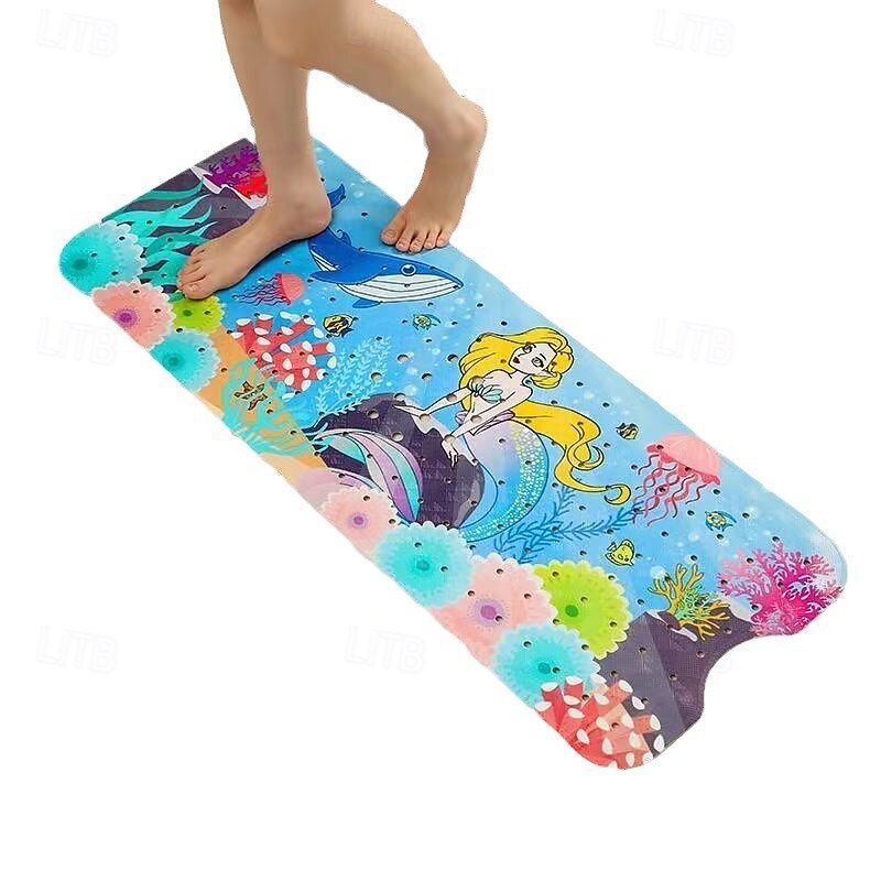 Cartoon Baby Bath Mat, Kids Bathtub Mat Non Slip for Toddler Bath Shower Anti Slip, 40In X 16In with Drain Holes and Suction Cups Machine Washable, Turtles2
