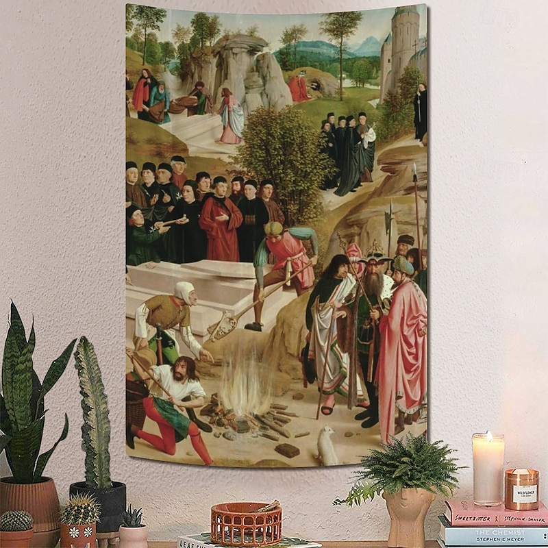 Medieval Tapestry Middle Age Tapestry Byzantine Art Large Tapestry Mural Decor Backdrop Curtain Home Bedroom Living Room Decoration Legend of the Mortal Remains of St. John the Baptist - Main Image