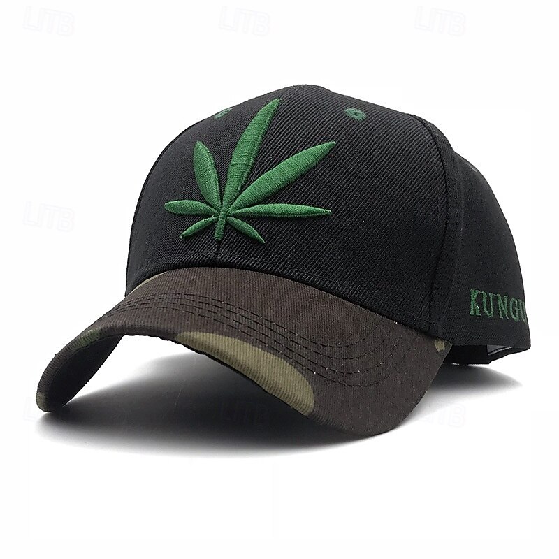 Men's Baseball Cap Sun Hat Trucker Hat Black Grey Black Green 100% Polyester Embroidered Fashion Casual Daily Festival Botanical Palm Leaf Adjustable Sunscreen Breathable