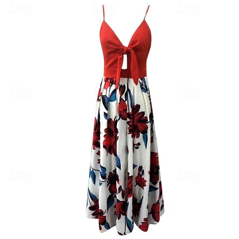 Women's Midi Dress Graduation Dress Swing Dress Summer Dress Slip Dress Fashion Outdoor Holiday Date Regular Fit Leopard Flower Sleeveless Straps Black White Ivory Red Summer4