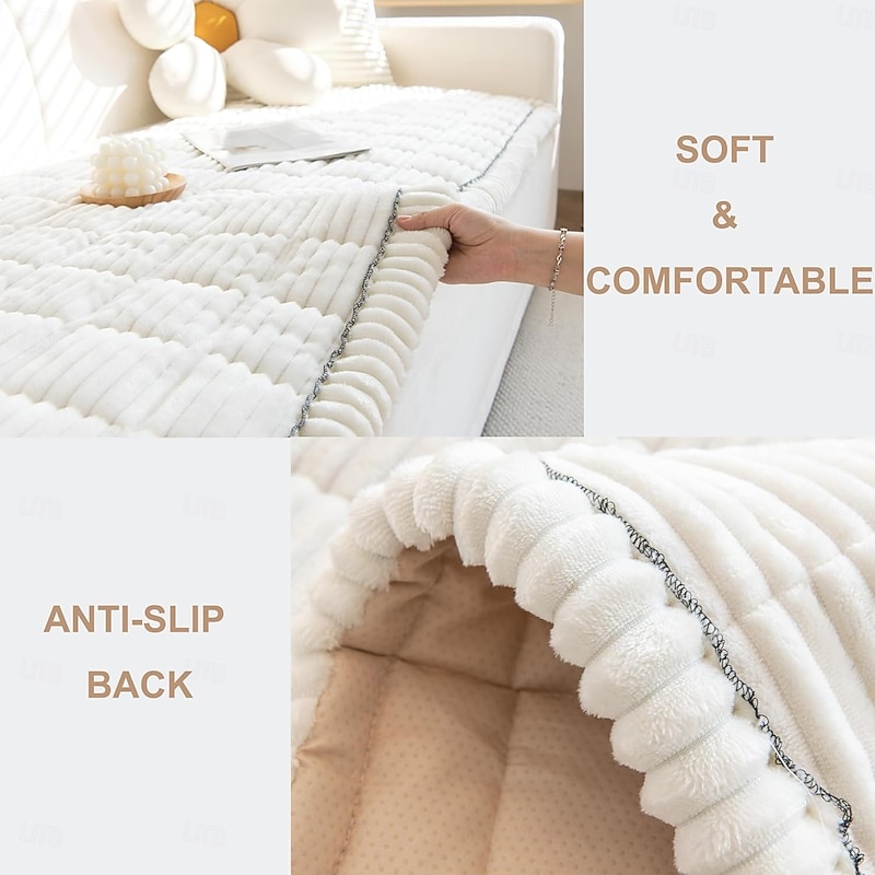 Soft Corduroy Box Cushion Pet Couch Cover, Couch Covers for Dogs, Washable Dog Sofa Covers Couch Protector, Fuzzy Non Slip Couch Slipcover Pet Friendly3