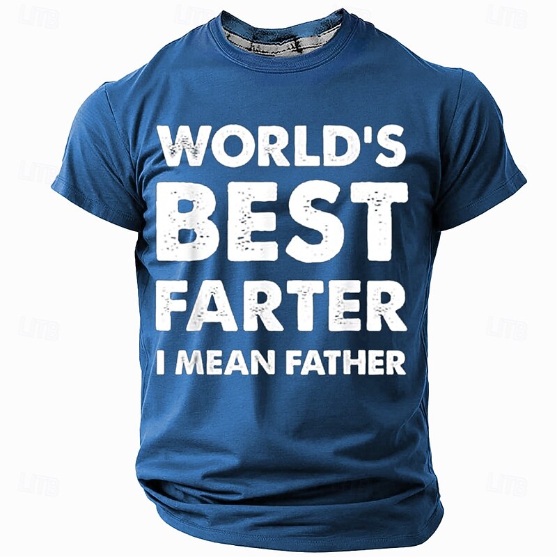 Men's Funny Short Sleeve T-Shirt: 'World's Best Farter I Mean Father' Humorous Dad Gift